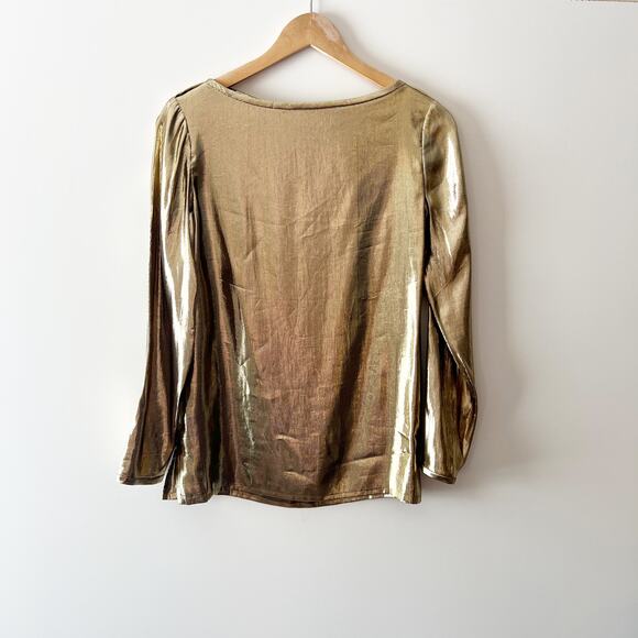 Vintage Anne Crimmins Gold Metallic Long Sleeve Small - Picture 3 of 6